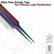 Load image into Gallery viewer, Stainless Steel Watch &amp; Jewelery Repair Tweezers #5 Forceps, Fine Point, Multi Rainbow Color, Premium Quality
