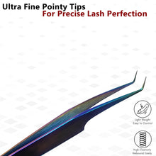 Load image into Gallery viewer, Stainless Steel Watch &amp; Jewelery Repair Tweezers #8A Forceps, Fine Point, Multi Rainbow Color, Premium Quality
