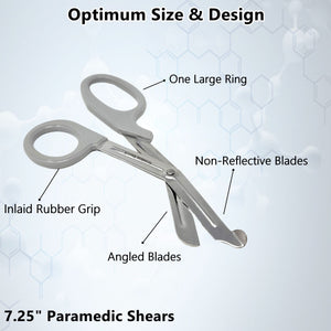 12/Pack Gray Handle Trauma Shears 7.25" Stainless Steel Scissors for Paramedics, EMT, Nurses, Firefighters + More