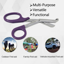 Load image into Gallery viewer, 12/Pack Purple Handle Trauma Shears 7.25&quot; Stainless Steel Scissors for Paramedics, EMT, Nurses, Firefighters + More

