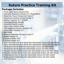 Load image into Gallery viewer, 50 Pc Complete Suture Practice Surgical Training Kit for Medical and Veterinary Student Training
