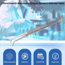 Load image into Gallery viewer, Iris Eye Tissue Dissecting Forceps 4" Fine Point Half Curved 1x2 Teeth Tips Jaws
