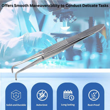 Load image into Gallery viewer, Iris Eye Tissue Dissecting Forceps 4" Fine Point Full Curved 1x2 Teeth Tips Jaws
