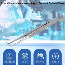 Load image into Gallery viewer, Iris Eye Dressing Dissecting Forceps 4" Fine Point Half Curved Serrated Tips
