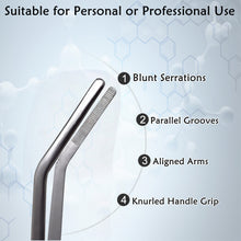 Load image into Gallery viewer, Dissecting Thumb Forceps Tweezers 12", Angled Blunt Serrated Tips
