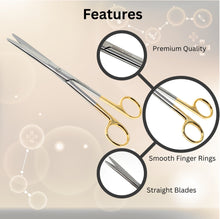 Load image into Gallery viewer, Mayo Dissecting Blunt Scissors 6.75", Straight, Stainless Steel, Gold Handle
