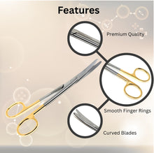 Load image into Gallery viewer, Mayo Dissecting Blunt Scissors 6.75", Curved, Stainless Steel, Gold Handle
