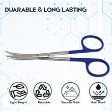 Load image into Gallery viewer, Micro Dissecting IRIS Lab Scissors Sharp Fine Points 4.5" Curved Stainless Steel Shears, Blue Handle
