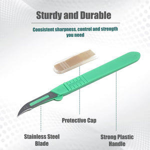 Disposable Scalpels #12, 10/bx Stainless Steel Blades, Plastic Handle