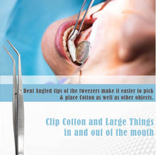 Load image into Gallery viewer, Set of 3 Dental College Cotton Pliers, Double Ended Explorer#5 and Mouth Mirror, Stainless Steel

