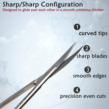Load image into Gallery viewer, Micro Dissecting IRIS Lab Scissors Sharp Fine Points 7" Curved Stainless Steel Shears, Blue Handle
