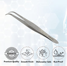 Load image into Gallery viewer, Iris Eye Dressing Forceps 4" Fine Serrated Tips, Curved, Stainless Steel
