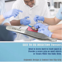 Load image into Gallery viewer, Adson Toothed Kocher Tissue Dissecting Forceps, 1x2 Teeth, 4.75" Curved Tweezers, Stainless Steel
