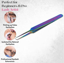 Load image into Gallery viewer, Stainless Steel Watch &amp; Jewelery Repair Tweezers Right Angle 90 Degree Forceps, Fine Point, Multi Rainbow Color, Premium Quality
