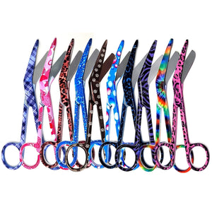 10 Pcs Bandage Lister Scissors 5.5" Assorted Patterns Stainless Steel - FIG 1