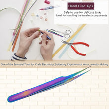 Load image into Gallery viewer, Stainless Steel Watch &amp; Jewelery Repair Tweezers #8 Forceps, Fine Point, Multi Rainbow Color, Premium Quality
