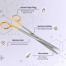 Load image into Gallery viewer, Mayo Dissecting Blunt Scissors 6.75", Straight, Stainless Steel, Gold Handle
