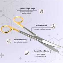 Load image into Gallery viewer, Mayo Dissecting Blunt Scissors 6.75", Curved, Stainless Steel, Gold Handle
