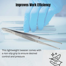 Load image into Gallery viewer, Iris Eye Tissue Dissecting Forceps 4" Fine Point Straight 1x2 Teeth Tips Jaws
