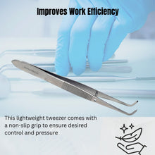 Load image into Gallery viewer, Iris Eye Tissue Dissecting Forceps 4" Fine Point Full Curved 1x2 Teeth Tips Jaws
