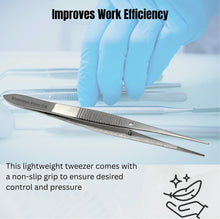 Load image into Gallery viewer, Iris Eye Dressing Dissecting Forceps 4" Fine Point Straight with Serrated Tips
