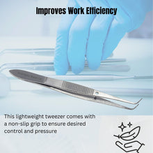 Load image into Gallery viewer, Iris Eye Dressing Dissecting Forceps 4" Fine Point Half Curved Serrated Tips
