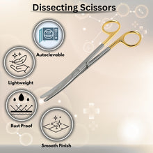 Load image into Gallery viewer, Mayo Dissecting Blunt Scissors 6.75", Curved, Stainless Steel, Gold Handle
