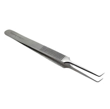 Load image into Gallery viewer, Lab Forceps Right Angled Needle Point Tip 4.75" Tweezers, Stainless Steel, Ridged
