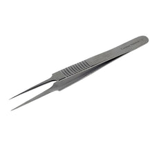 Load image into Gallery viewer, Lab Forceps Fine Point Straight Needle Tip 4.5" Tweezers, Stainless Steel, Ridged
