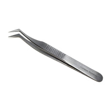 Load image into Gallery viewer, Lab Forceps Fine Point Shouldered Angle Tip 4.5" Tweezers, Stainless Steel, Ridged
