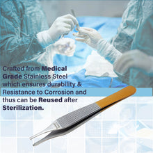 Load image into Gallery viewer, Adson Tissue Dissecting Forceps Stainless Steel 1x2 Rat Tooth 4.75" Straight Tweezers Colored Band
