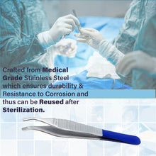 Load image into Gallery viewer, Adson Brown Dissecting Forceps Stainless Steel Curved 9x9 Teeth 4.75" Colored Band Tweezers
