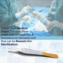 Load image into Gallery viewer, Adson Brown Dissecting Forceps Stainless Steel 9x9 Rat Teeth 4.75" Straight Tweezers Colored Band
