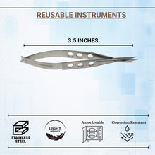Load image into Gallery viewer, Castroviejo Micro Scissors 3.5" Curved, Fenestrated Flat Handle
