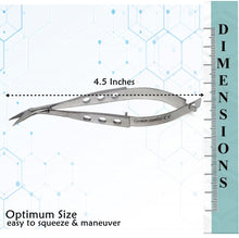 Load image into Gallery viewer, Castroviejo Micro Scissors 4.5" Angled, Fenestrated Flat Handle
