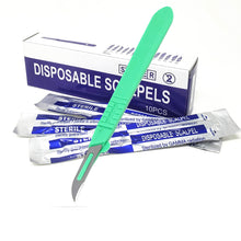 Load image into Gallery viewer, Disposable Scalpels #12, 10/bx Carbon Steel Blades, Plastic Handle
