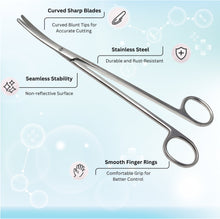 Load image into Gallery viewer, Metzenbaum Scissors Lab Dissecting 7" Shears, Curved Blades, Stainless Steel
