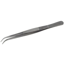Load image into Gallery viewer, Dissecting Forceps Stainless Steel Micro Fine Point Serrated Tips 5.5" Curved Tweezers
