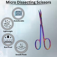 Load image into Gallery viewer, Micro Dissecting IRIS Lab Scissors 4.5" Curved Stainless Steel Shears, Multi
