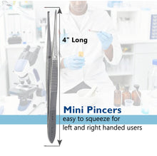 Load image into Gallery viewer, Iris Eye Tissue Dissecting Forceps 4" Fine Point Straight 1x2 Teeth Tips Jaws
