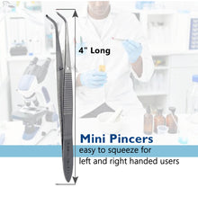 Load image into Gallery viewer, Iris Eye Tissue Dissecting Forceps 4" Fine Point Half Curved 1x2 Teeth Tips Jaws

