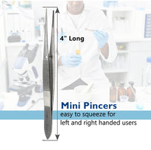 Load image into Gallery viewer, Iris Eye Dressing Dissecting Forceps 4" Fine Point Straight with Serrated Tips
