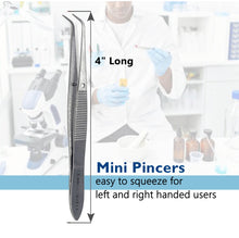 Load image into Gallery viewer, Iris Eye Dressing Dissecting Forceps 4" Fine Point Half Curved Serrated Tips
