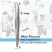 Load image into Gallery viewer, Iris Eye Dressing Forceps 4" Fine Serrated Tips, Curved, Stainless Steel
