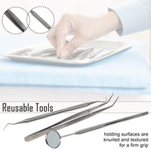Load image into Gallery viewer, Set of 3 Dental College Cotton Pliers, Double Ended Explorer#5 and Mouth Mirror, Stainless Steel
