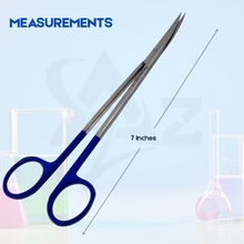 Load image into Gallery viewer, Micro Dissecting IRIS Lab Scissors Sharp Fine Points 7" Curved Stainless Steel Shears, Blue Handle
