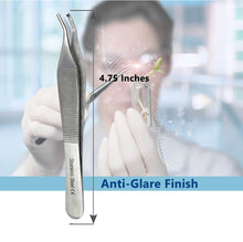 Load image into Gallery viewer, Adson Toothed Kocher Tissue Dissecting Forceps, 1x2 Teeth, 4.75" Curved Tweezers, Stainless Steel
