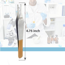 Load image into Gallery viewer, Adson Tissue Dissecting Forceps Stainless Steel 1x2 Rat Tooth 4.75" Straight Tweezers Colored Band
