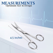 Load image into Gallery viewer, Lab Dissecting Scissors, Sharp/Sharp, 4.5", Curved, Stainless Steel
