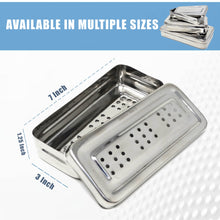 Load image into Gallery viewer, Stainless Steel Medical Sterilizer Box Instrument Organizer Perforated Storage Bin with Lid - 7L x 3W x 1.25H
